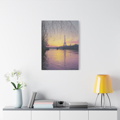 Paris Sunrise Eiffel Tower Reflection Wall Art & Canvas Print