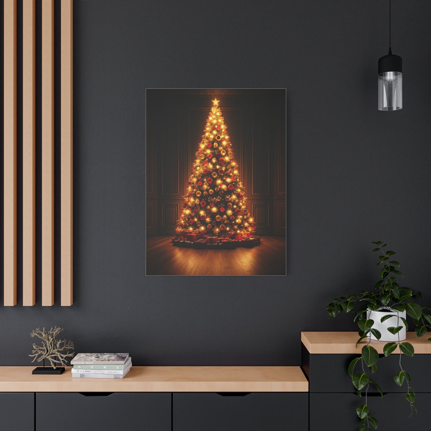 Golden Christmas Tree Glow Wall Art & Canvas Print