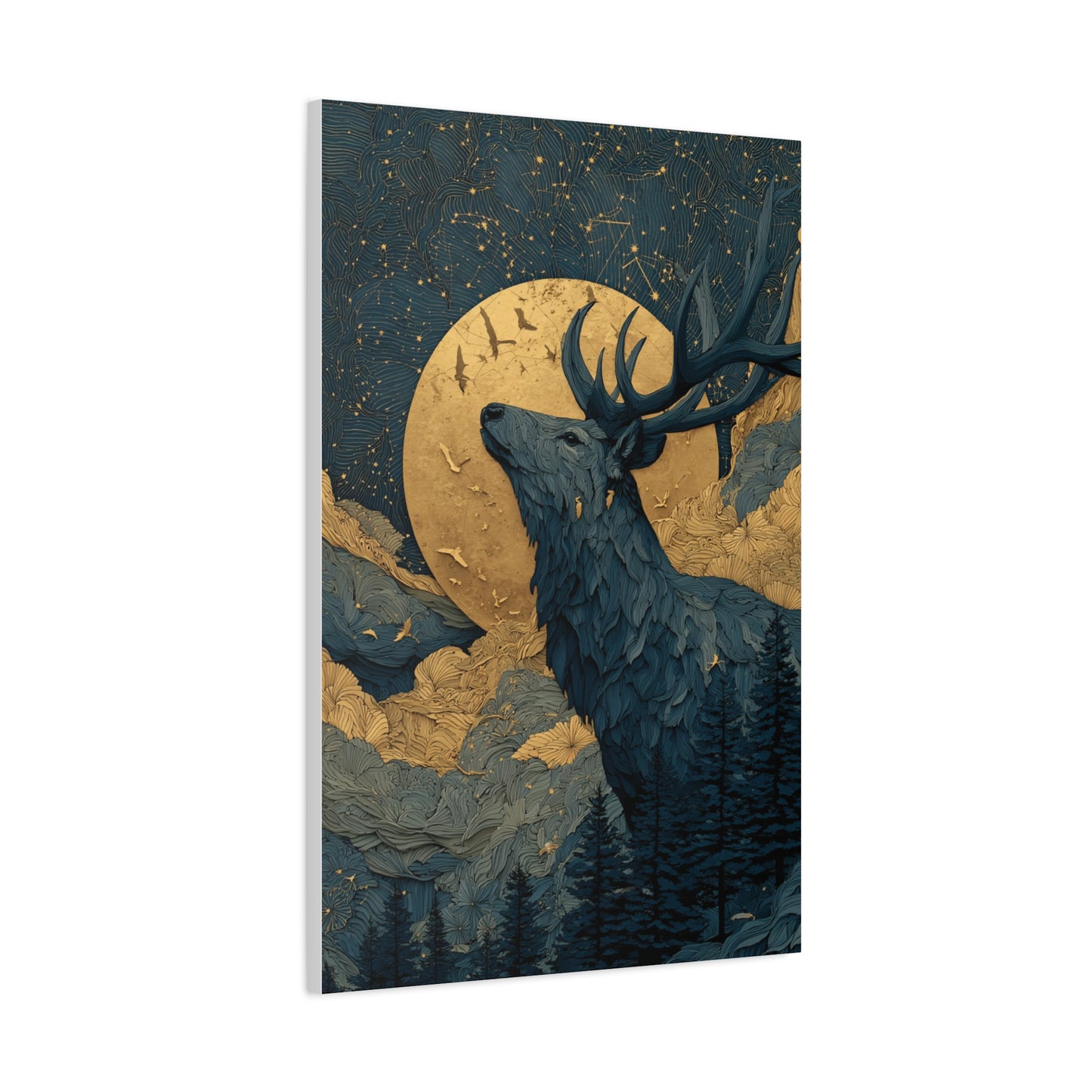 Celestial Moon Stag Wall Art & Canvas Print