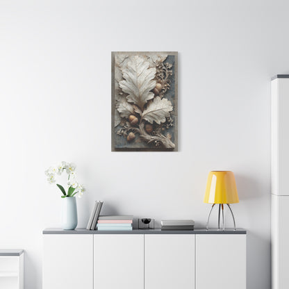 Autumn Oak Leaf Bas-Relief Wall Art & Canvas Print