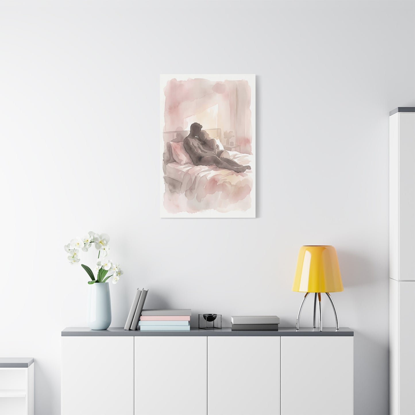 Abstract Bedroom Silhouette Romance Wall Art & Canvas Print