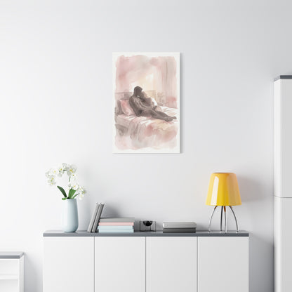 Abstract Bedroom Silhouette Romance Wall Art & Canvas Print