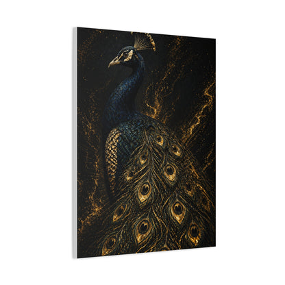 Black and Gold Regal Peacock Wall Art & Canvas Print