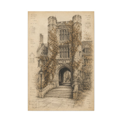 Ivy-Covered Gothic Arch Architectural Study Wall Art & Canvas Print