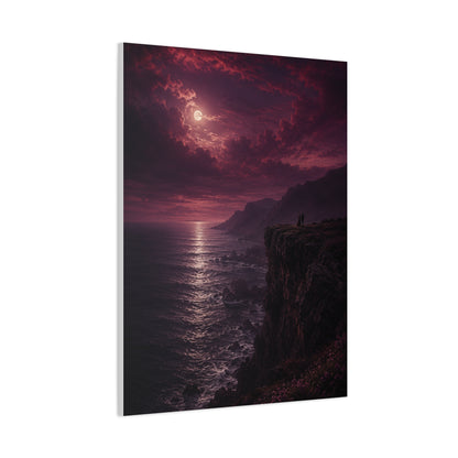 Moonlit Cliffside Love Landscape Wall Art & Canvas Print