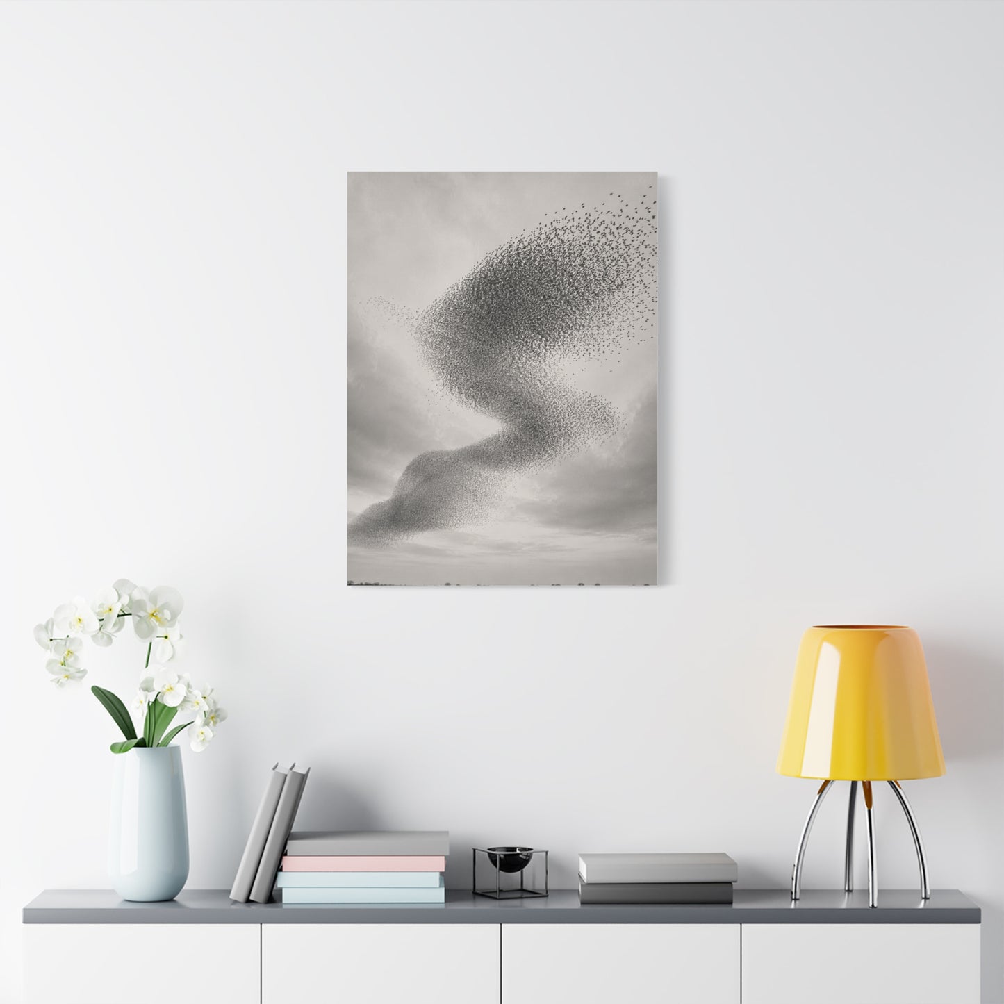 Murmuration Love Formation Monochrome Wall Art & Canvas Print