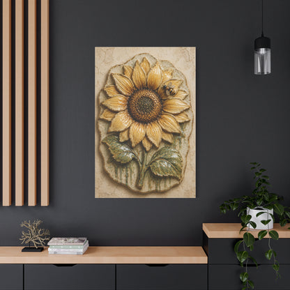 Hand-Glazed Ceramic Sunflower Plaque Wall Art & Canvas Print