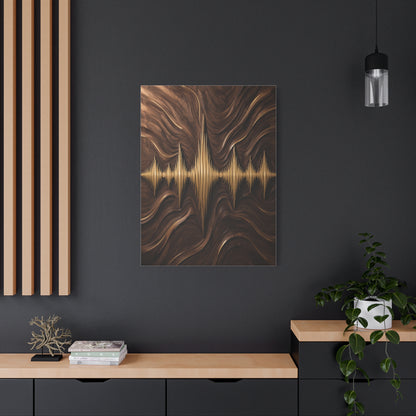 Golden Acoustic Wave Woodgrain Wall Art & Canvas Print