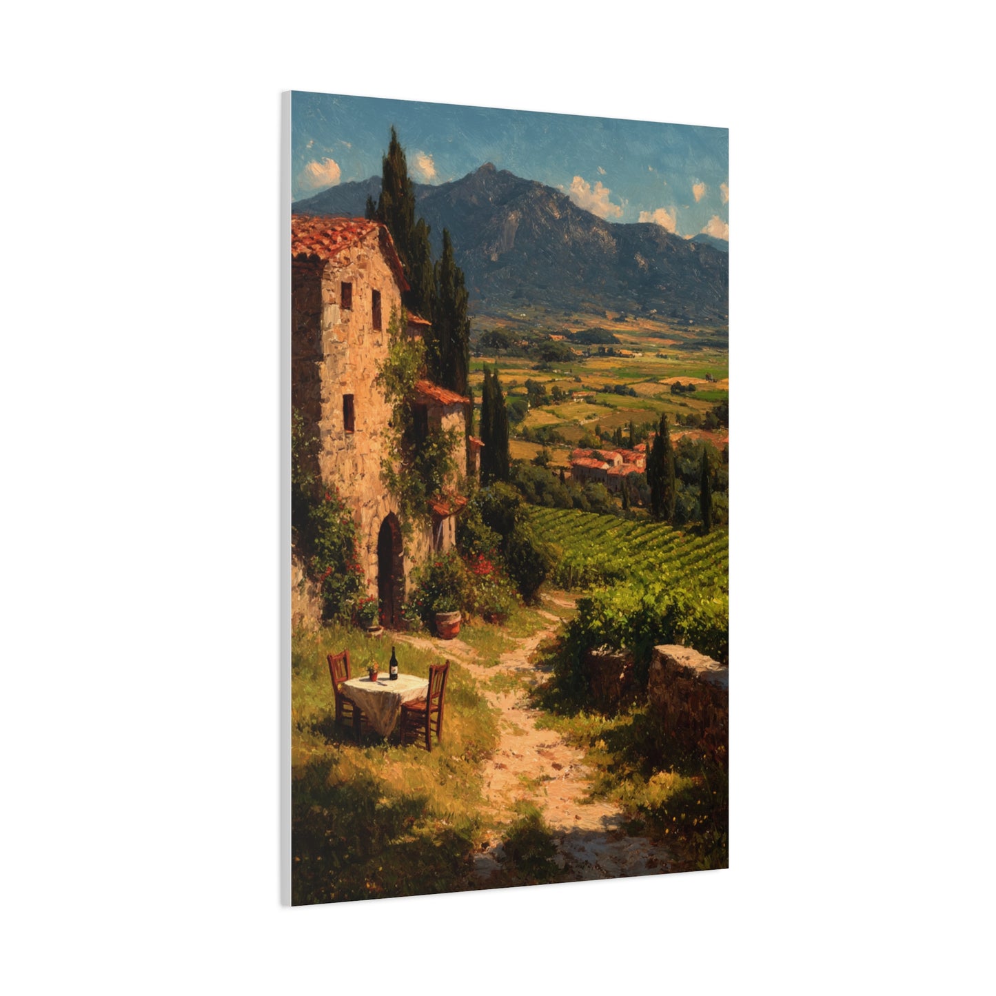 Tuscan Vineyard Farmhouse Lunch Scene Wall Art & Canvas Print