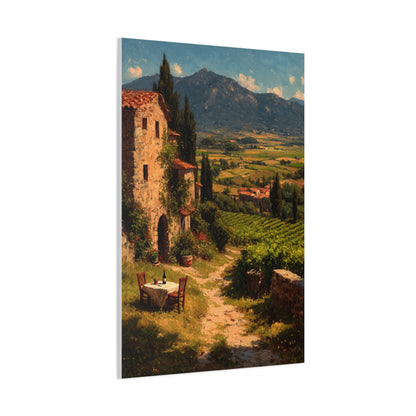 Tuscan Vineyard Farmhouse Lunch Scene Wall Art & Canvas Print