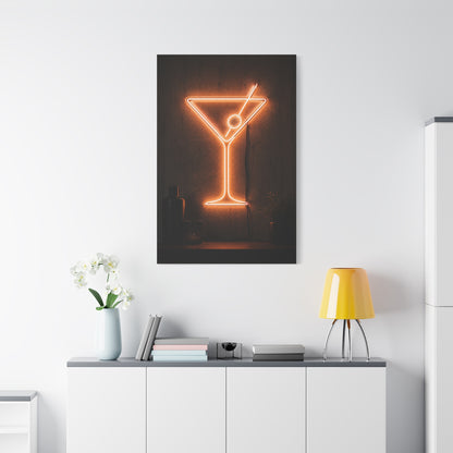 Amber Neon Martini Sign Wall Art & Canvas Print