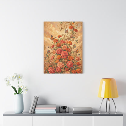 Rococo Orange Floral Fantasy Wall Art & Canvas Print