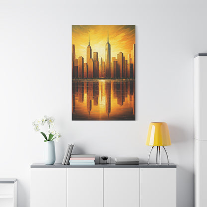 Skyline Reflections in Gold Wall Art & Canvas Prints