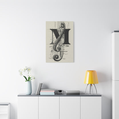 Musical Serif Monogram Illustration Wall Art & Canvas Print