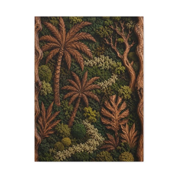 Biophilic Tropical Wood Relief Landscape Tropical Wall Art & Canvas Print