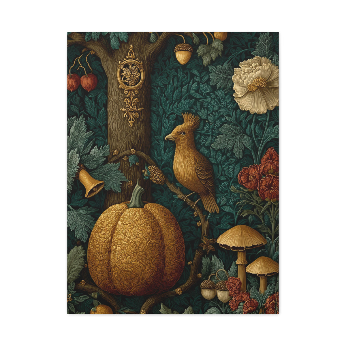 Autumn Woodland Tapestry Scene Wall Art & Canvas Print
