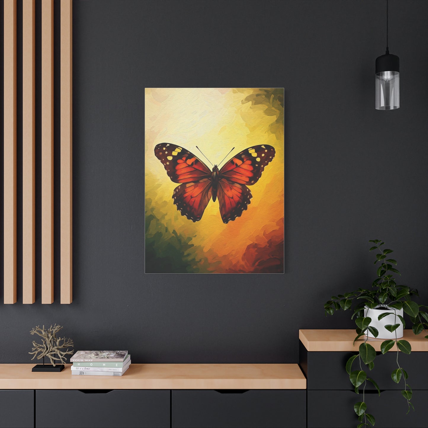 Radiant Sunset Butterfly Portrait Wall Art & Canvas Prints