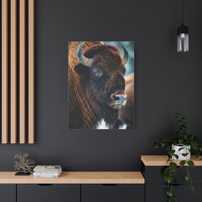 Three-Quarter Angle American Bison with Soft Natural Backdrop Wall Art & Canvas Print