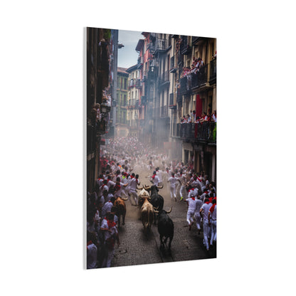 Pamplona Festival Bull Run Wall Art & Canvas Print