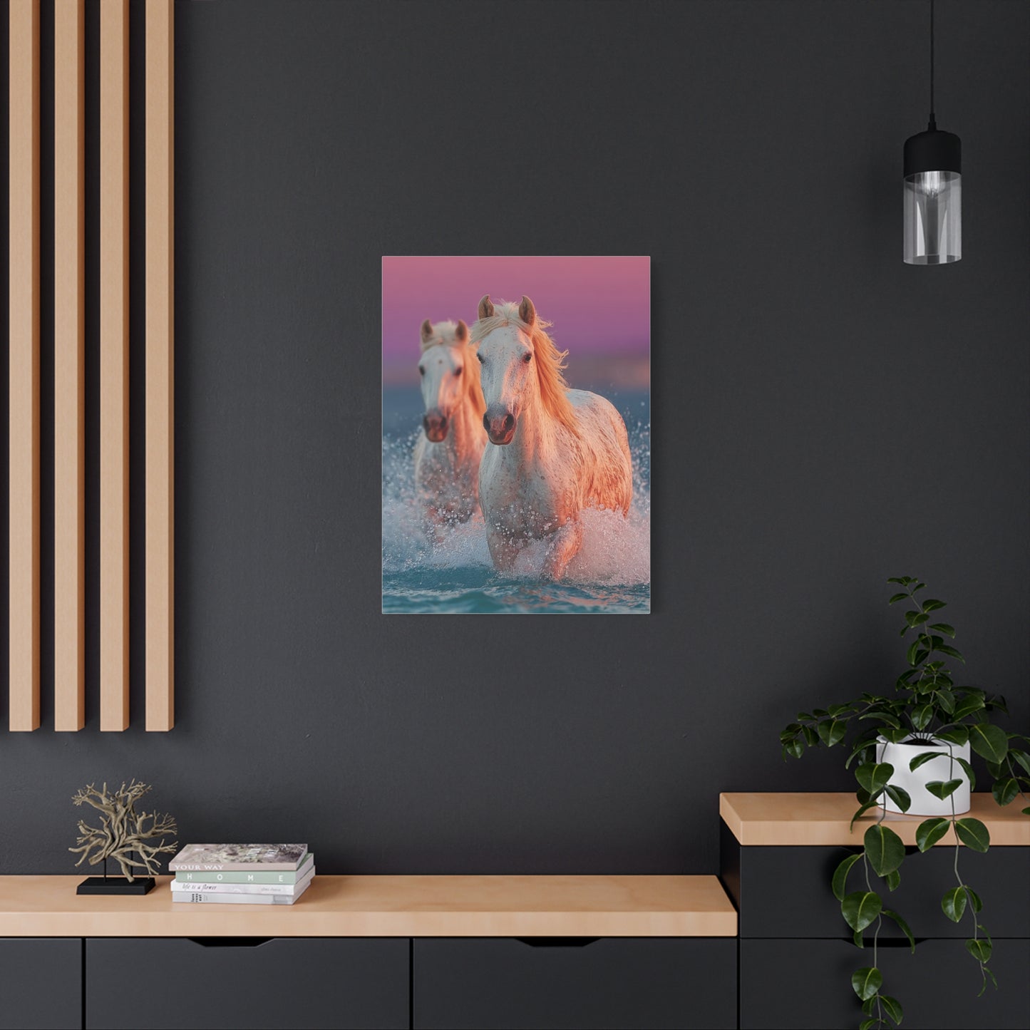 White Horses Ocean Sunset Wall Art & Canvas Print