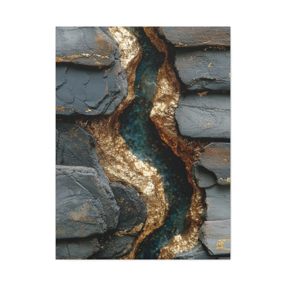 Black and Gold Abstract River Texture Wall Art & Canvas Print