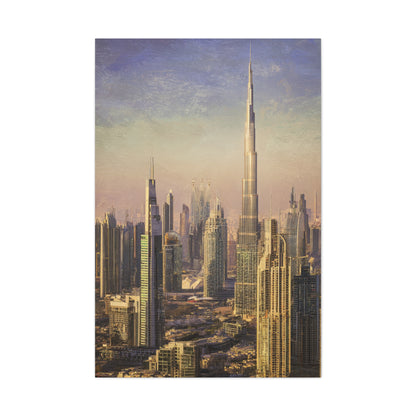 Dubai Skyline Golden Sunset Elegance Wall Art & Canvas Print