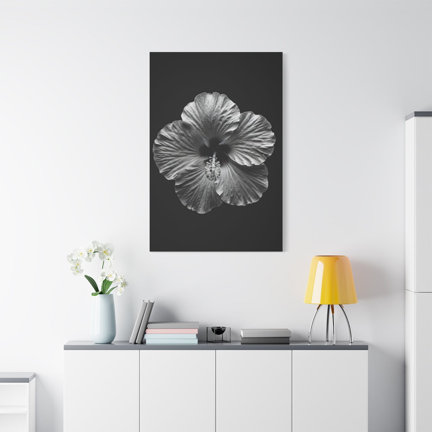 Monochrome Hibiscus Elegance Wall Art & Canvas Prints