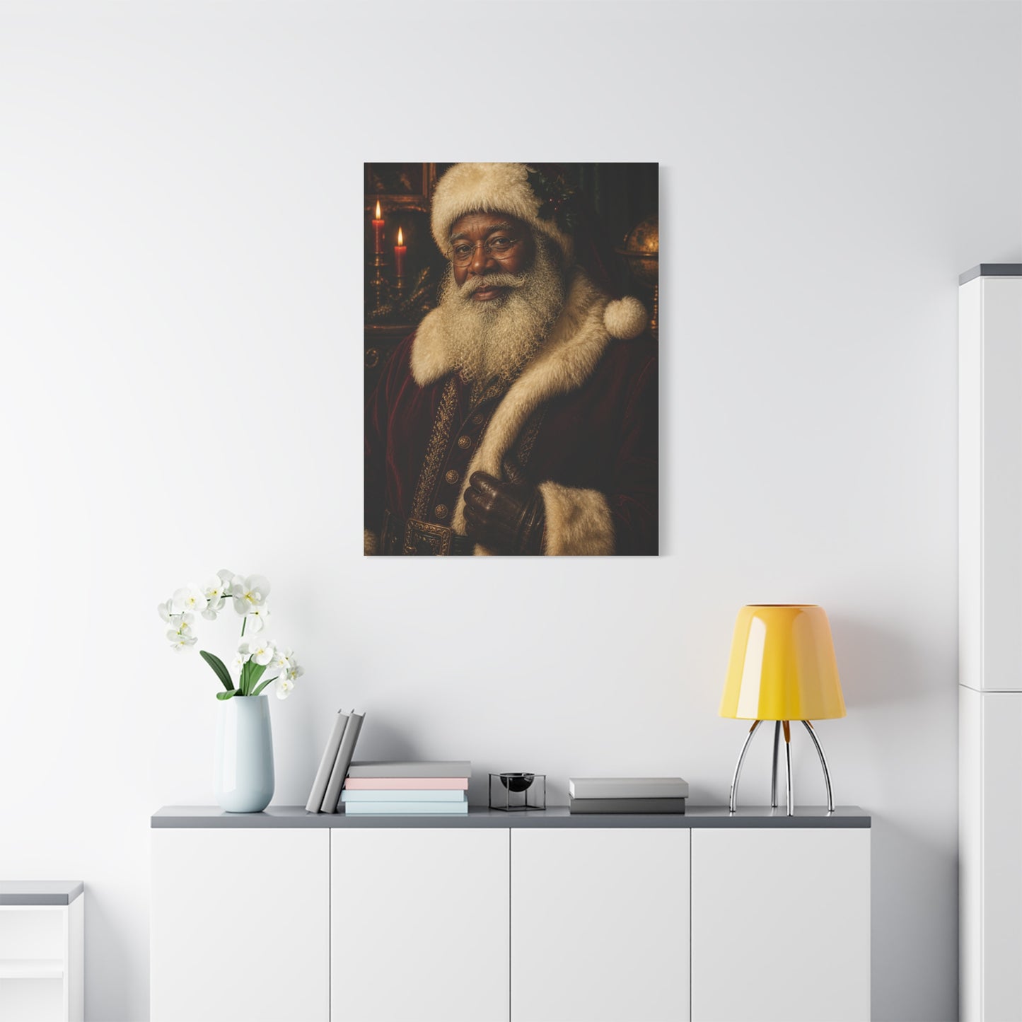 Elegant Black Santa Portrait Wall Art & Canvas Print