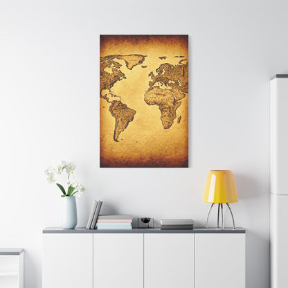 Vintage Portrait Sketch Map Background Wall Art & Canvas Print
