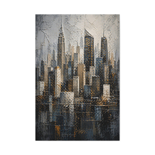 Textured City Skyline Impasto Wall Art & Canvas Print
