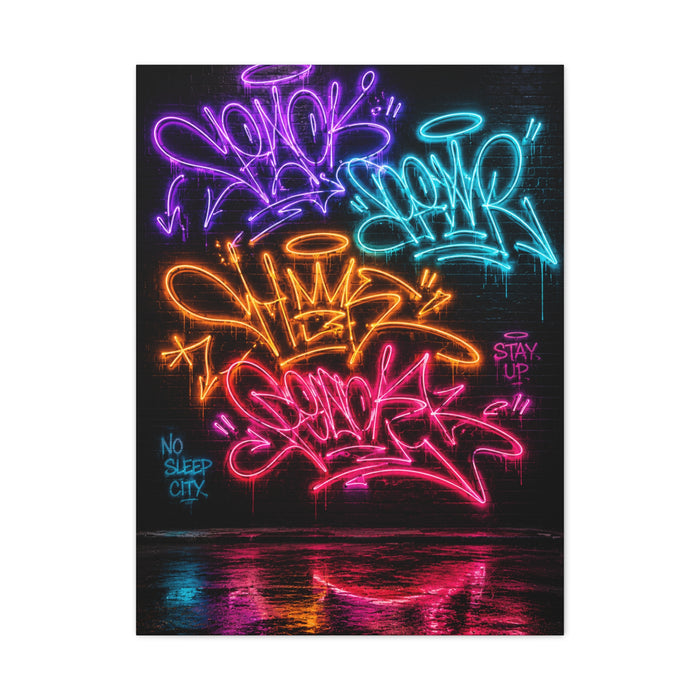 Neon Graffiti Tags Urban Glow Street Wall Art & Canvas Print