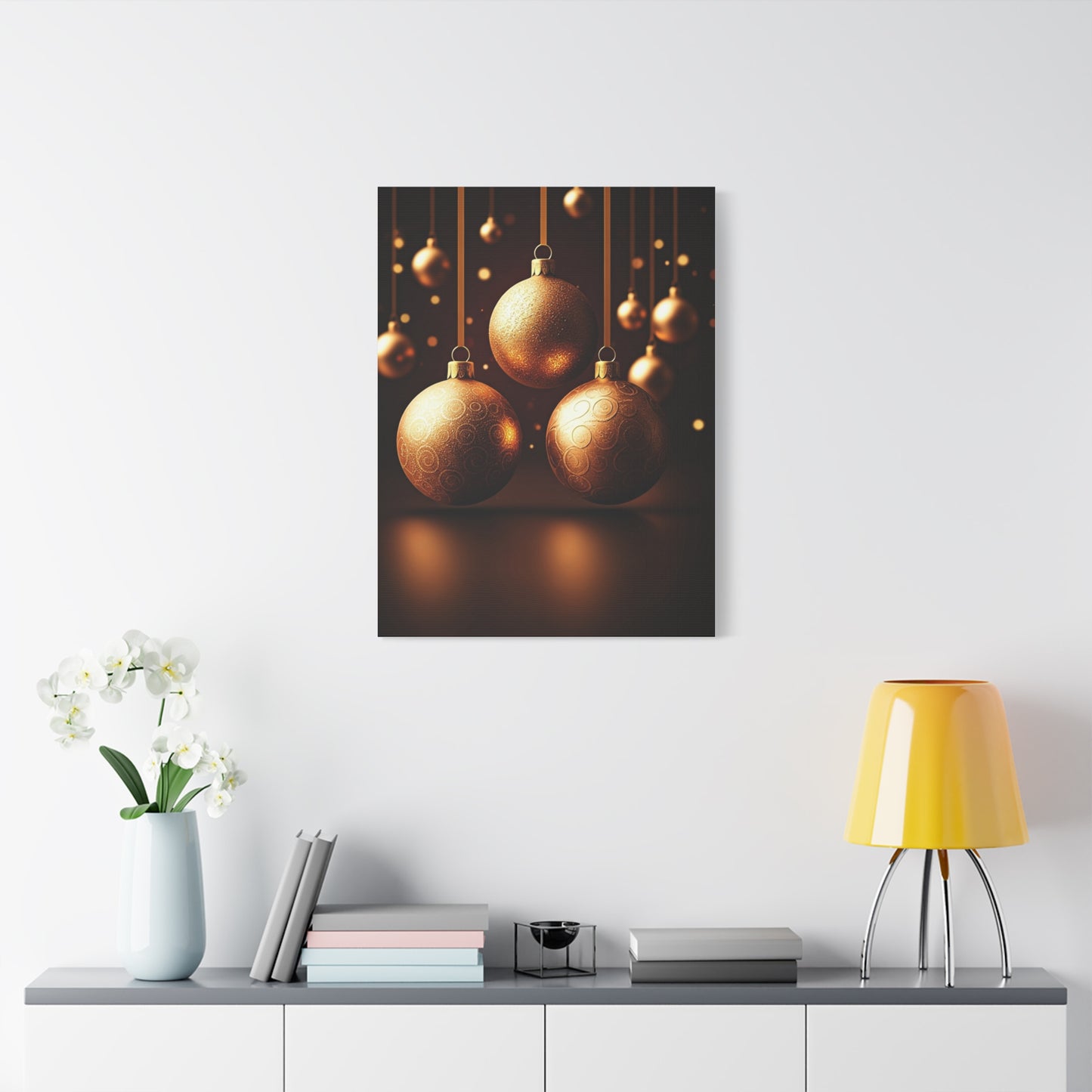 Golden Christmas Ornaments Elegance Wall Art & Canvas Print