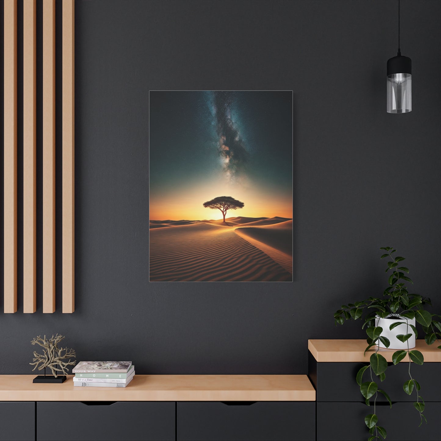 Lone Acacia Under the Cosmic Sky Wall Art & Canvas Prints