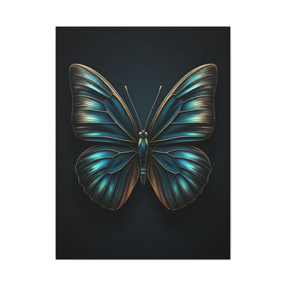 Midnight Blue Butterfly Symmetry Portrait Wall Art & Canvas Prints