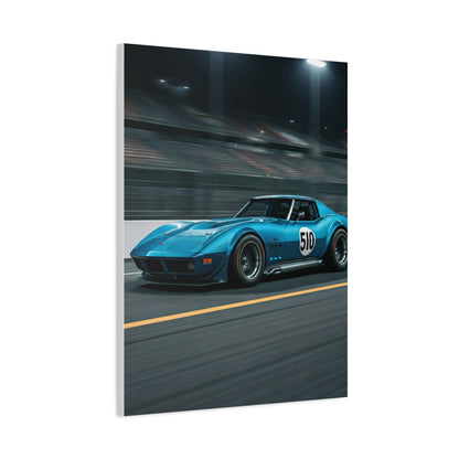 1970 Chevrolet Corvette C3 Pit Lane Under Lights Wall Art & Canvas Prints