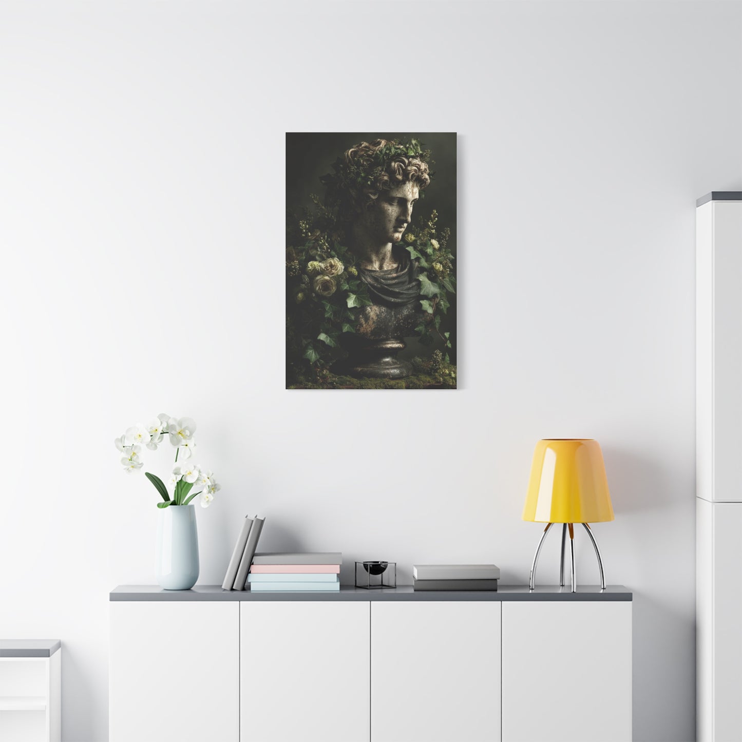 Classical Bust with Botanical Elegance Wall Art & Canvas Print