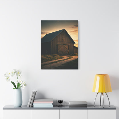 Country Road Barn at Dusk Wall Art & Canvas Prints