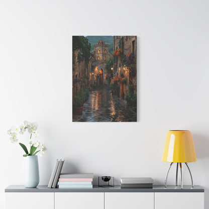 Tuscan Village Rain Street Wall Art & Canvas Print