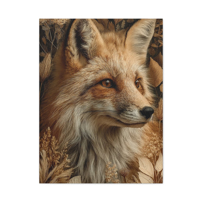 Neutral Botanical Fox Portrait Wall Art & Canvas Print