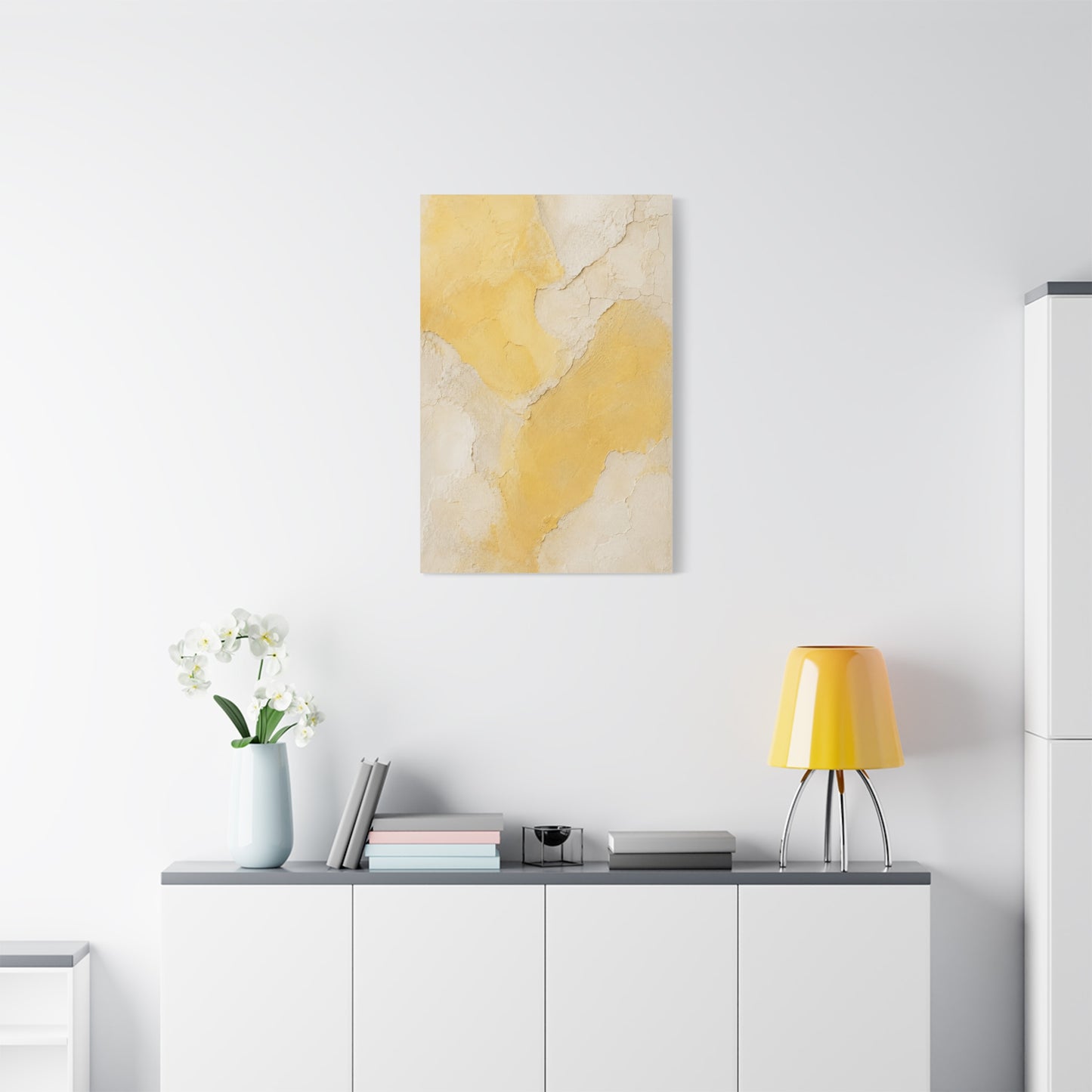 Wabi-Sabi Yellow Plaster Minimal Abstract Wall Art & Canvas Print