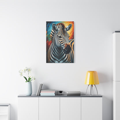 Vibrant Stripes Zebra Portrait Wall Art & Canvas Print