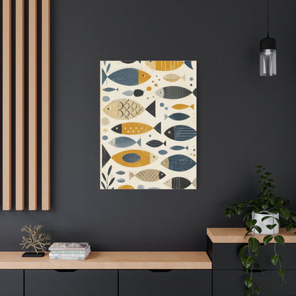 Scandinavian Abstract Fish Pattern Composition Wall Art & Canvas Print