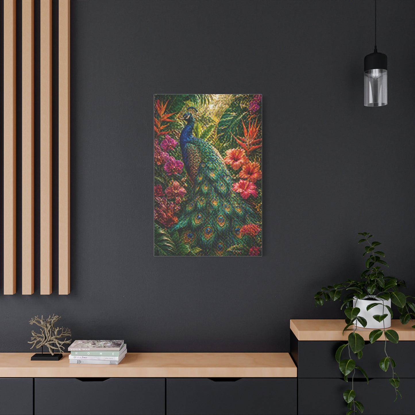 Tropical Maximalist Peacock Jungle Wall Art & Canvas Print