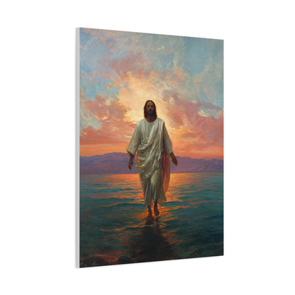 Jesus Walking on the Sea at Sunset Wall Art & Canvas Print