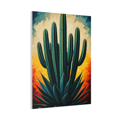 Sunburst Desert Saguaro Illustration Wall Art & Canvas Prints