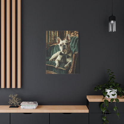French Bulldog Velvet Sofa Portrait Wall Art & Canvas Print