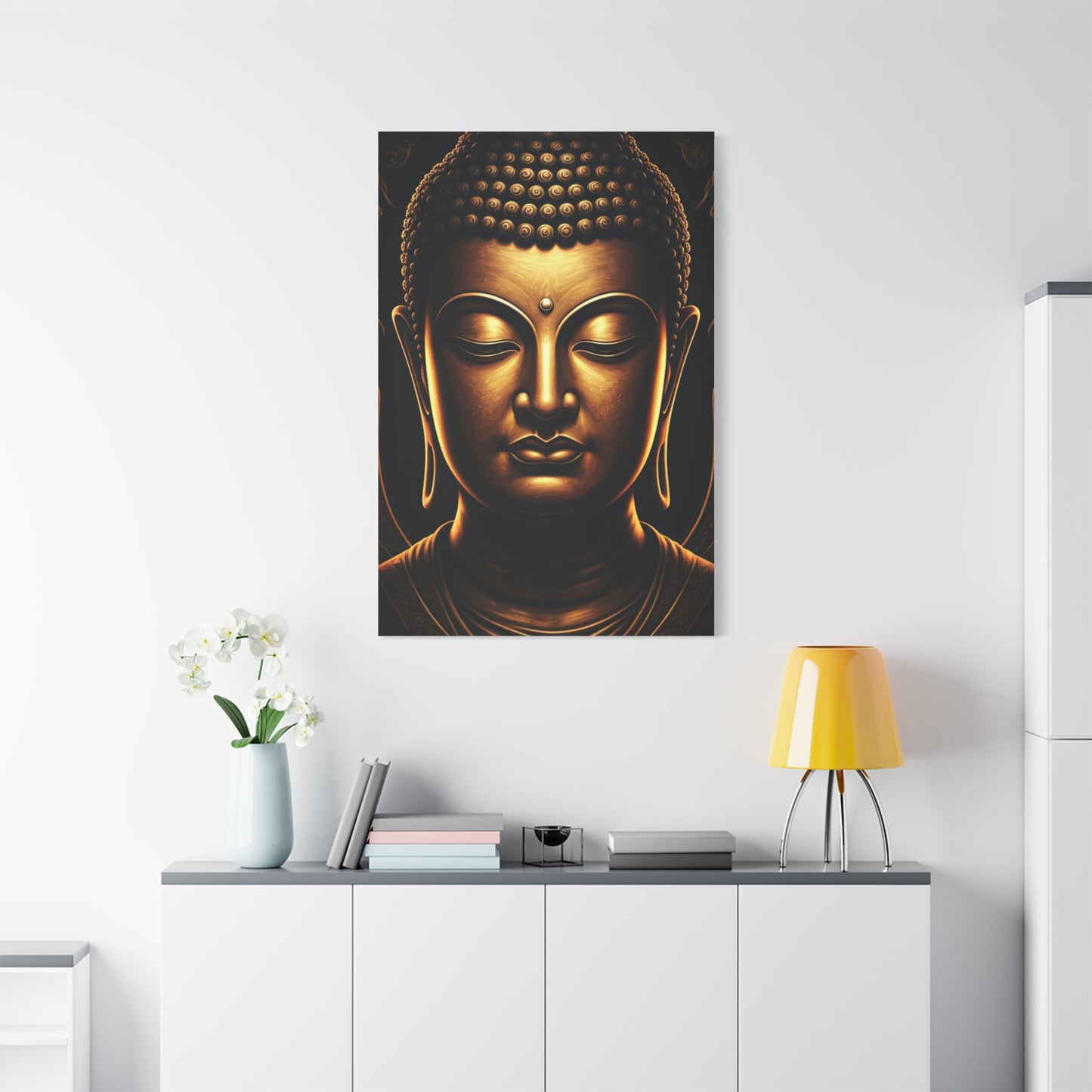 Sacred Golden Calm Buddha Portrait Wall Art & Canvas Prints