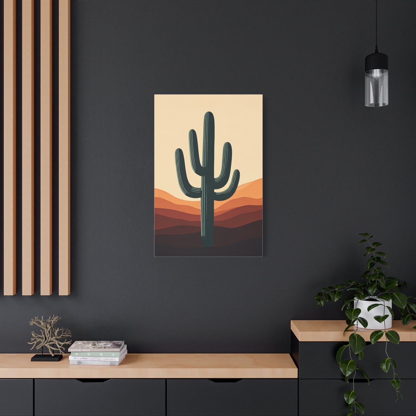 Layered Desert Landscape Saguaro Illustration Wall Art & Canvas Prints