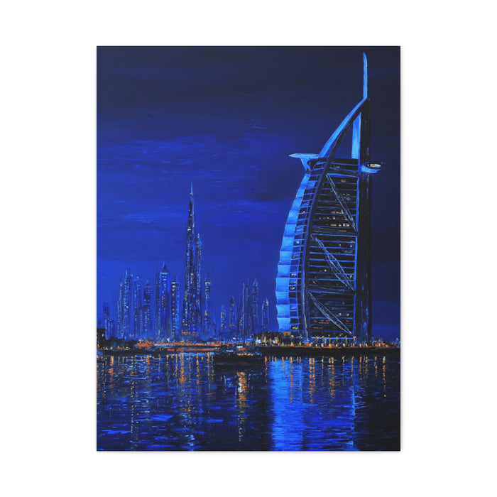 Dubai Skyline Blue Night Luxury Wall Art & Canvas Print