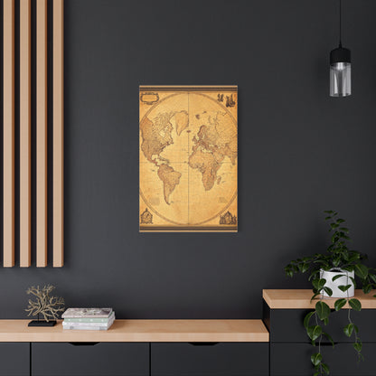 Antique Oval World Atlas Map Wall Art & Canvas Prints